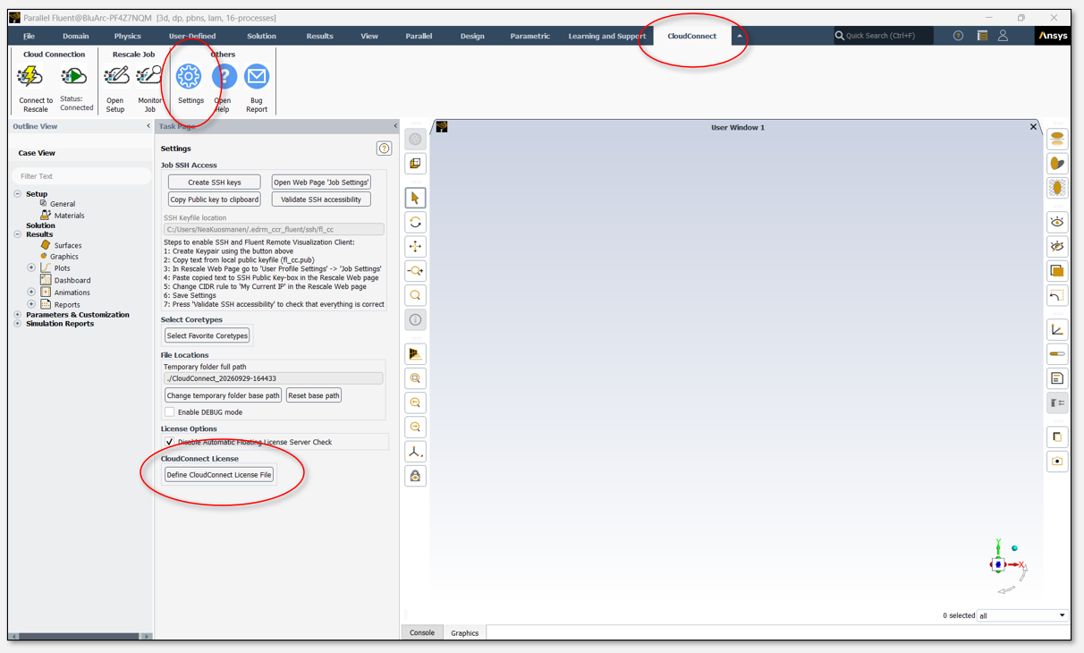 Define CloudConnect license file from the settings
