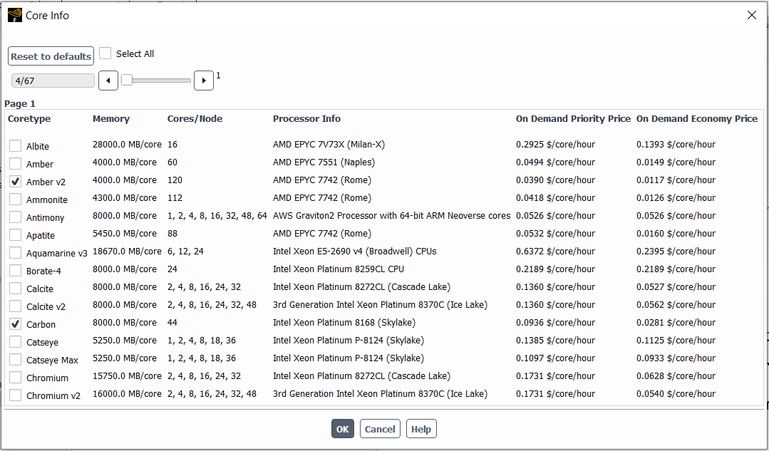 Core Info panel