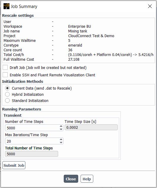 Start Calculation pop-up