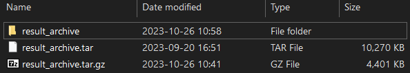 Extraction example with result archive